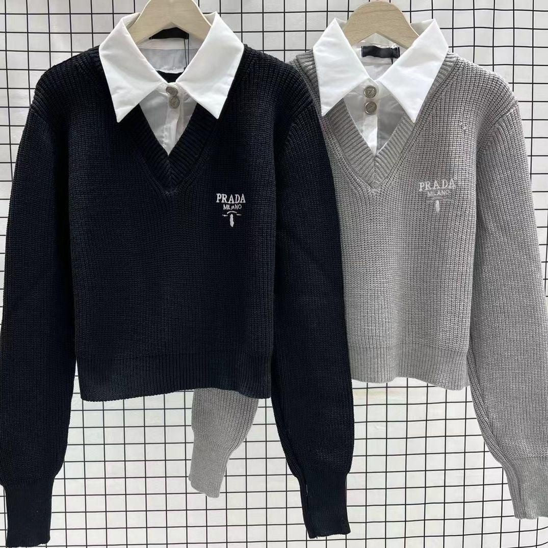 Maglione con finta camicia P